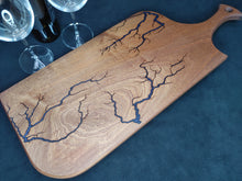 Load image into Gallery viewer, Sapele Serving Board - Golden Purple Rain (s02)
